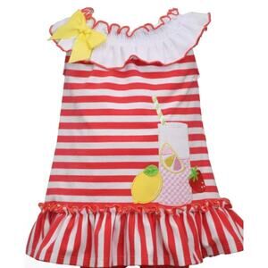 Bonnie Jean Baby summer Lemonade strawberry  ruffled red and white top 12 months